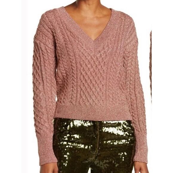 VERONICA BEARD Amalia Pullover V-neck Rose Gold Sweater NWT Size Large - Picture 1 of 7